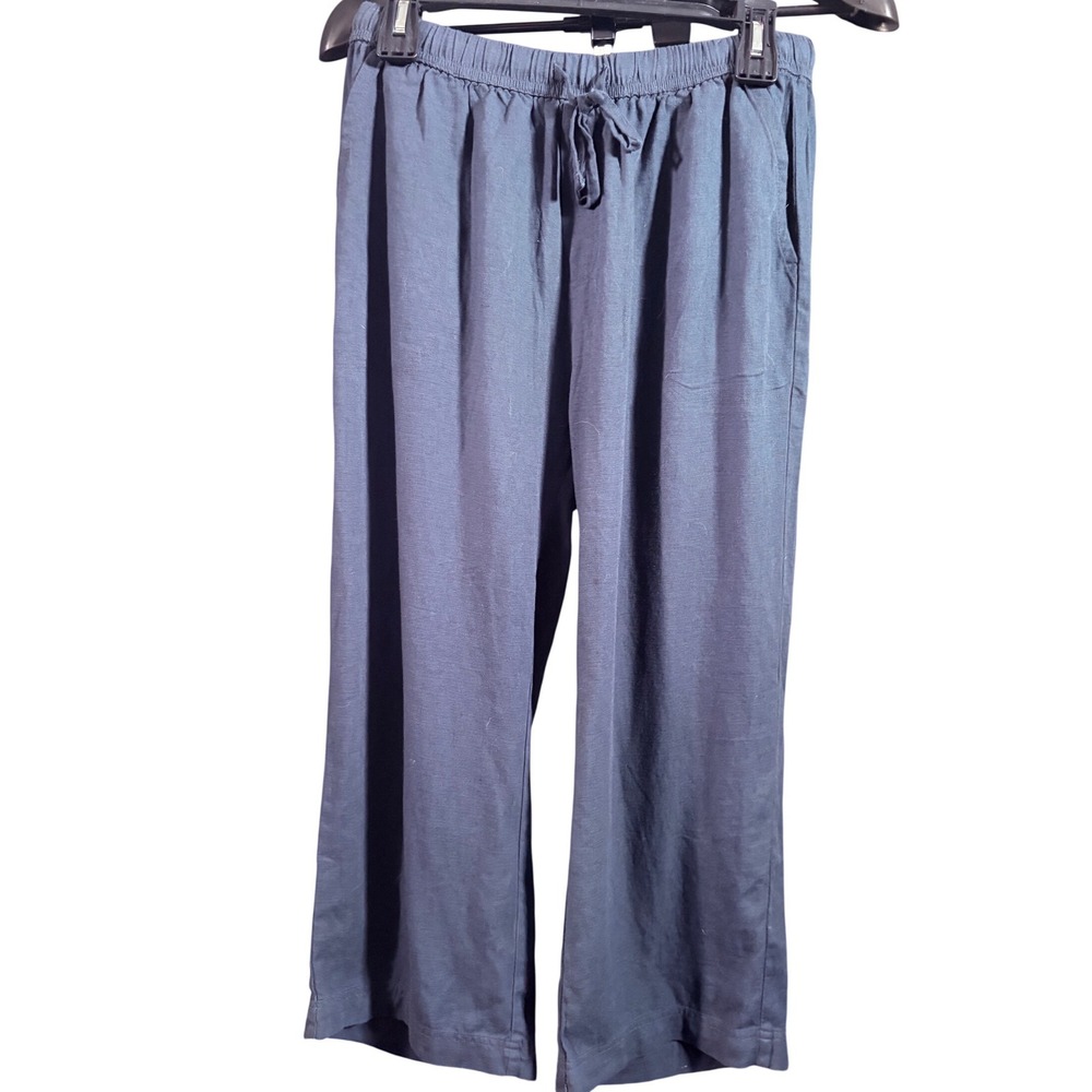 Splendid‎ Navy Linen Blend Pull On Wide Leg Lounge Pants Size S